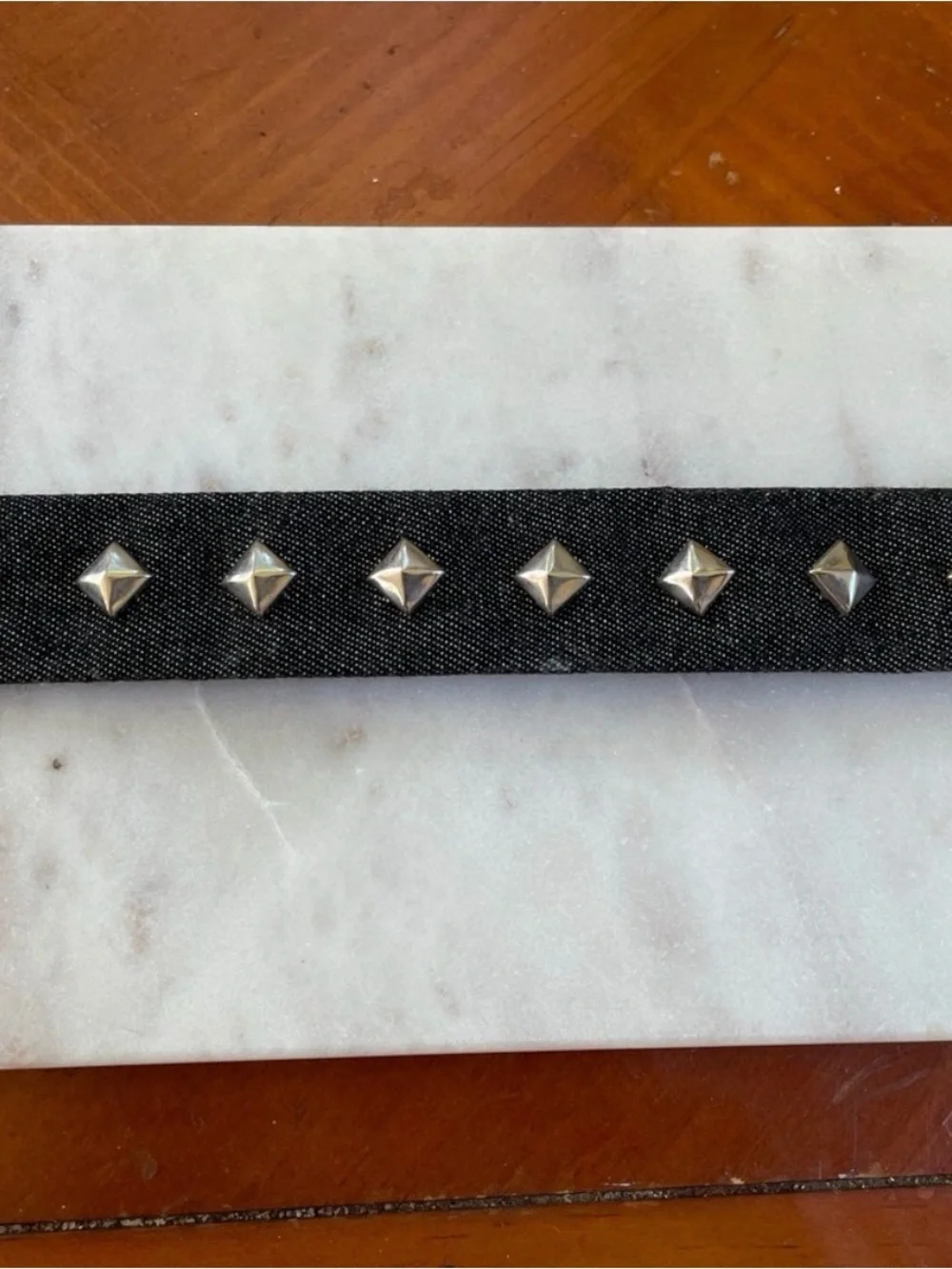 Studded Black Fabric Cuff Snap Bracelet